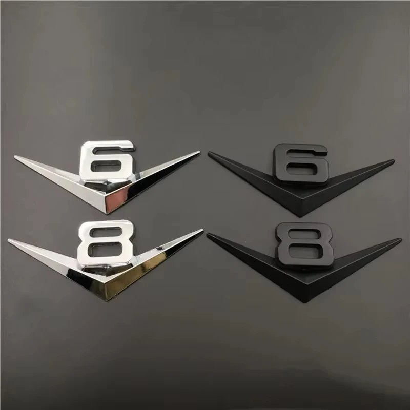 

Metal 3D V6 V8 Logo Emblem Decal Car Trunk Fender Badge Sticker For Jeep Wrangler Grand Cherokee Ford Toyota Dodge Accessories
