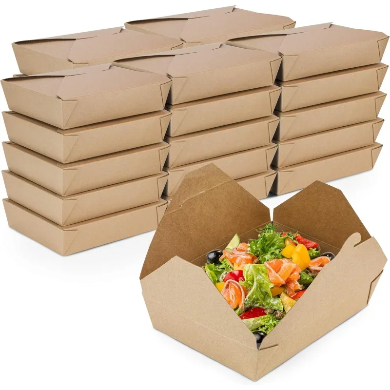 200 54 oz Disposable Take Out Containers Microwaveable Kraft Paper To Go Boxes