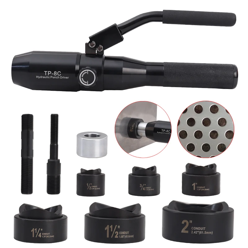 

TP-8C Hydraulic Hand Hole Punching Tool 22.5-61.5mm (1/2-2\") Capacity 3.5mm Mild Sheet Metal Manual Knockout Hole Digger Sheet
