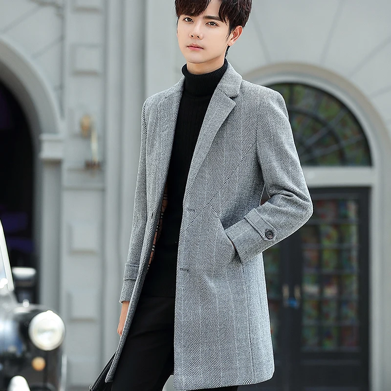 

New Four seasons men's British fashion comfortable woolen coat formal atmosphere casual men's coat