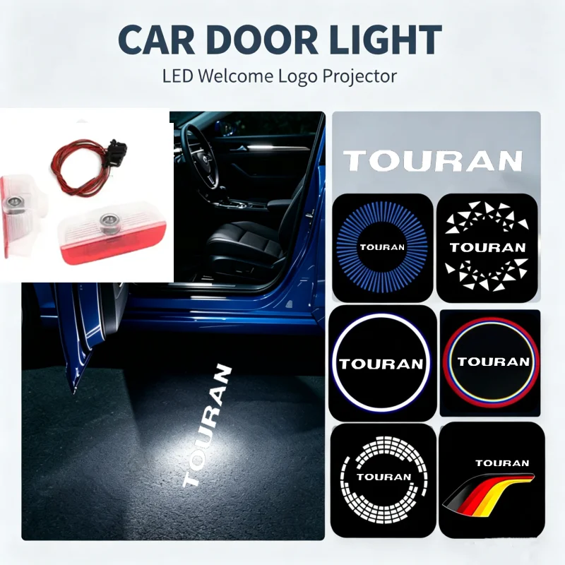 2Pcs LED Ghost Logo Laser Car Door Welcome Courtesy Shadow Projector Light For Volkswagen Touran 2016-2022 Car Decor Accessories