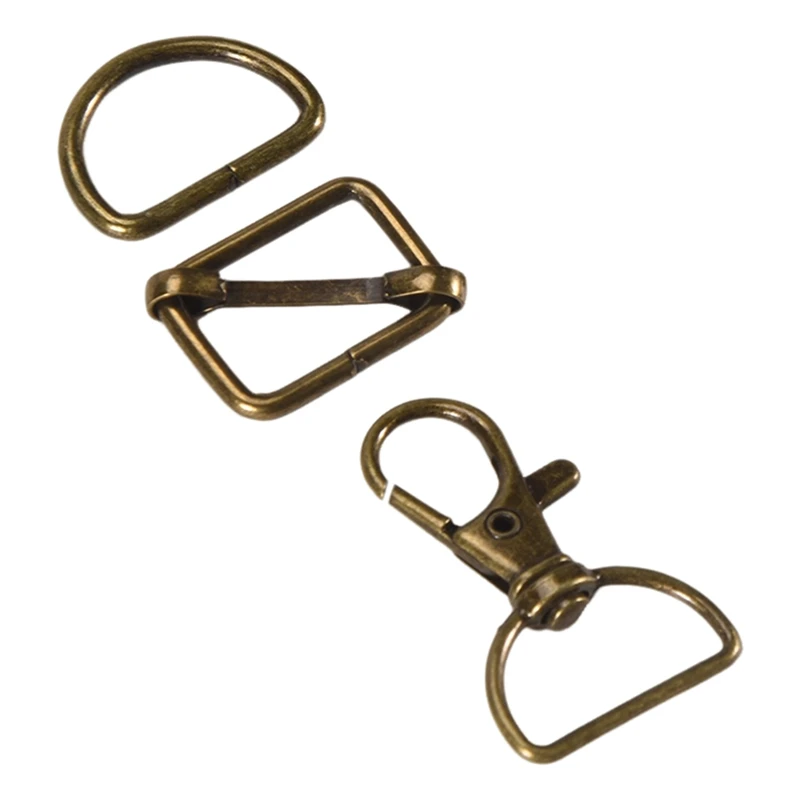 FULL-56Pcs 키체인 후크 및 D 링 세트, 지갑 하드웨어, 가방 제작용 랜야드 스냅 후크, 슬라이드 버클이 있는 회전 걸쇠