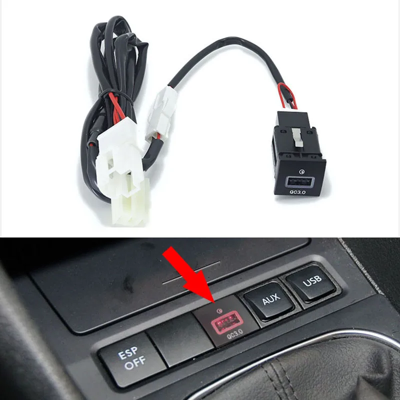 

For VW Golf / GTI / R-Line 2006-2013 MK5 MK6 Car USB Charger Quick Charge QC3.0 Auto Phone Charging Adapter Button