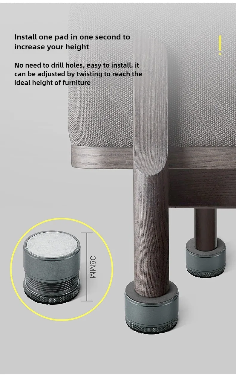 2/4 Stück Metall-Möbelbein-Erhöhungspolster, höhenverstellbare Sofafüße, Bodenschutz, Waschmaschinenbein – Detail 6