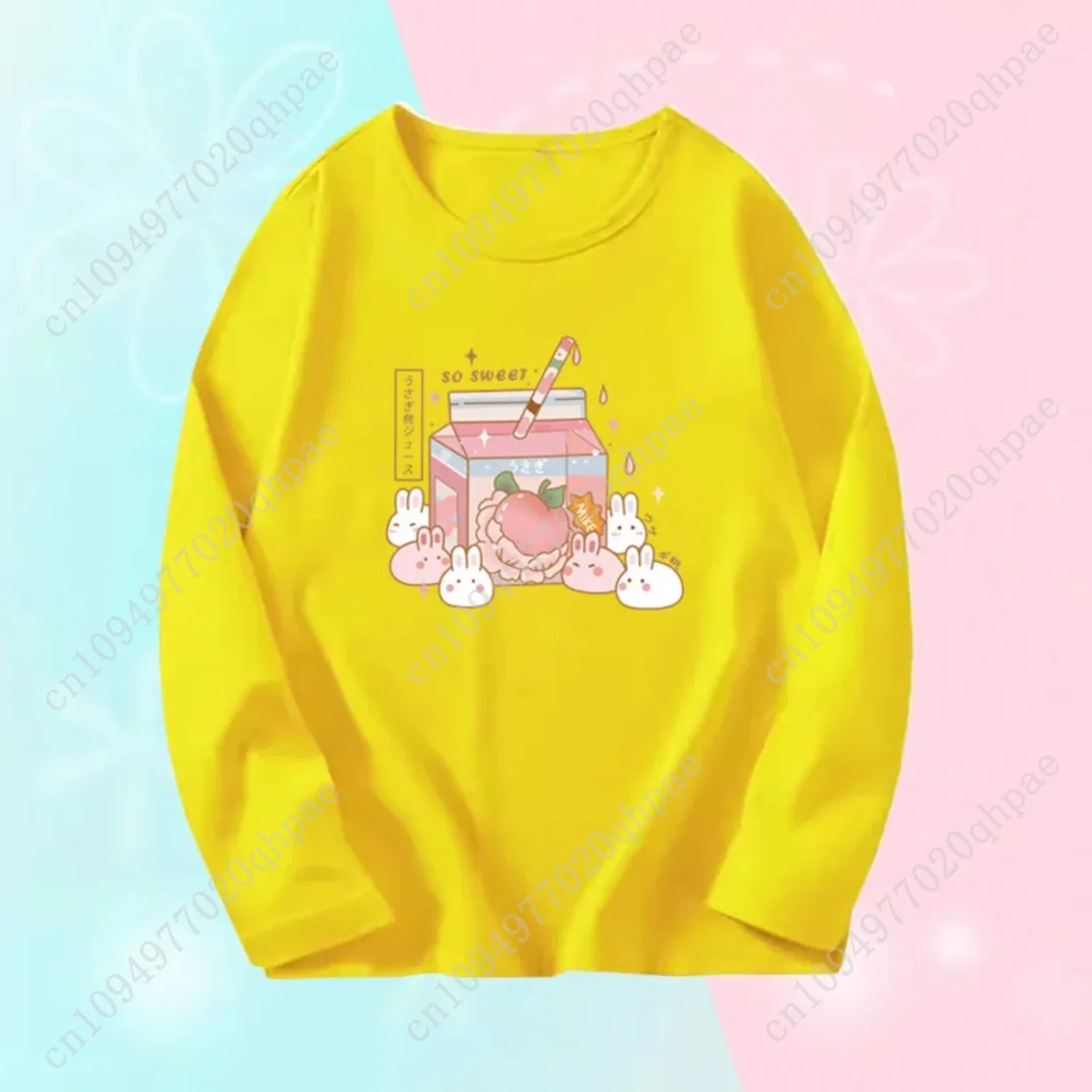 الفتاة طويلة الأكمام الخريف تي شيرت فتاة كبيرة لطيف تيز أعلى الاطفال ربيع الخريف تي شيرت فتاة القطن الوردي الأرجواني تي شيرت #2