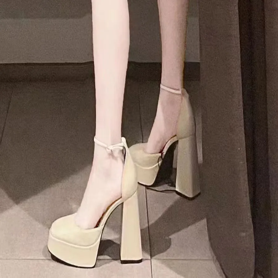 

Women Classic Light Weight Round Toe Black Pu Leather Square Heel Pumps for Office Lady Shoes high heels women platform sandals
