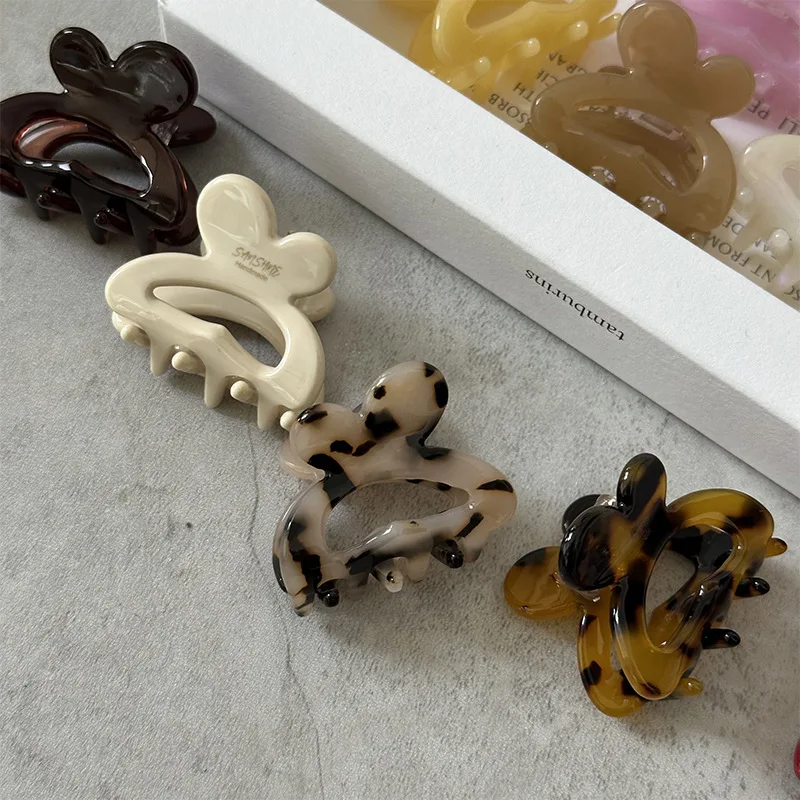 Woman Small Size Solid Color Rabbit Design Acetate Barrettes Hair Trendy Hair Claws Girls Side Clip Hair Accessories Headwear