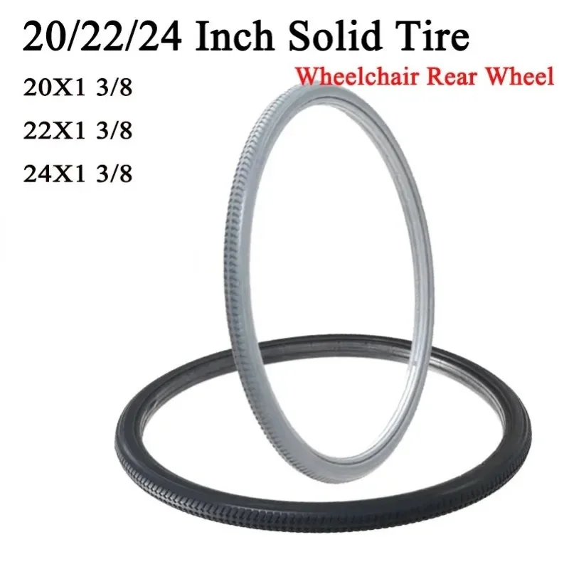 20/22/24 inch X1 3/8 Inflatable-Free Wheel Tire Solid Tire for Manual Wheelchair Rear Wheel