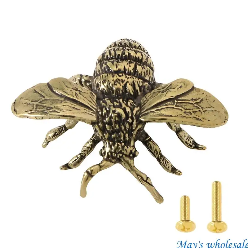 Home Storage Pull with Winged Insect Form and Warm Metal Finish for Cabinets, Wardrobes, Dressers, and Drawer Fronts 448A