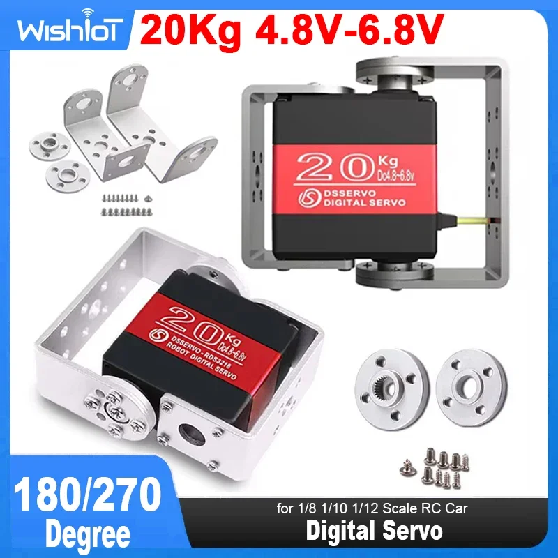 Rds3218 servo digital 20kg 180/270 graus eixo duplo rc à prova dwaterproof água rc robô braço servos alto torque metal engrenagem dservo u suporte