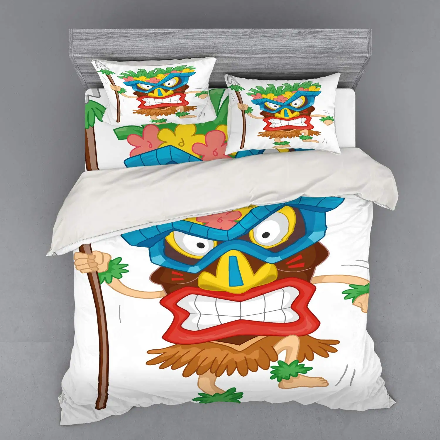 Tiki Bar Duvet Cover Set for Teens Adults Queen King Lightweight Quilt Covers Aboriginal Art Patterns Bedding Sets Bedroom Decor
