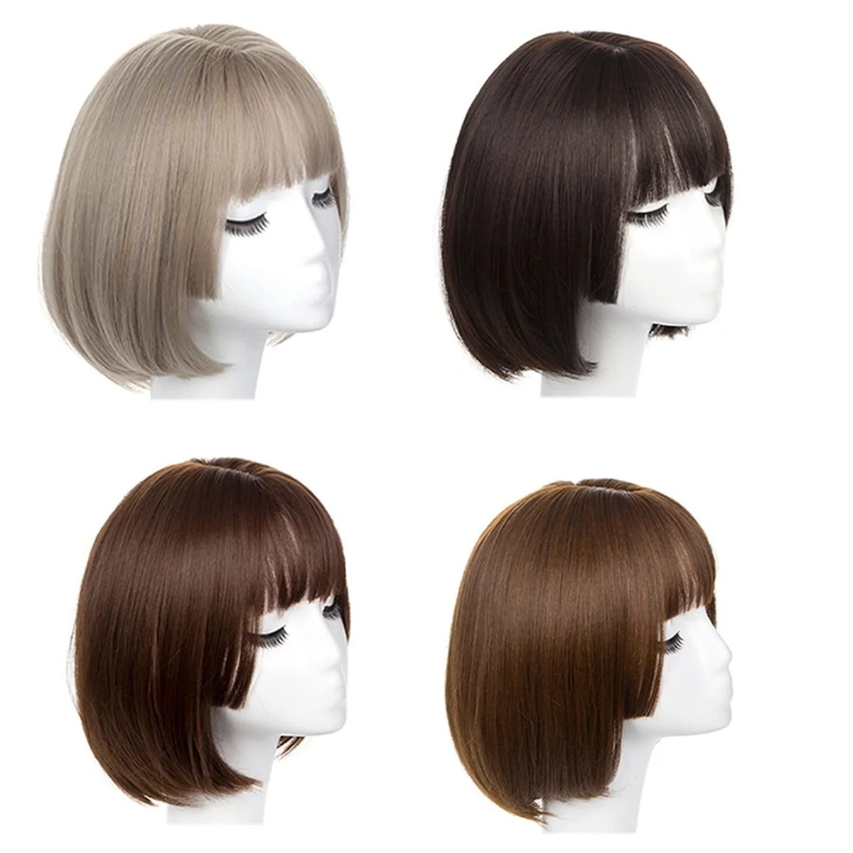 Wig Bob Bobo Wig for Women, Natural Looking Short Bob Wig, Straight Wig for Beginner for Daily Korea Versions Gray