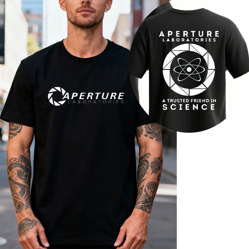 Gamer Science Fictional Company Video Aperture Labs Portal Мужская футболка Glados Geek Топы Valve Laboratories Подарочная рубашка для фанатов