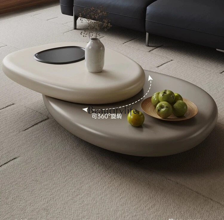 

Cobble rotating coffee table short Italian creative special-shaped small apartment coffee table