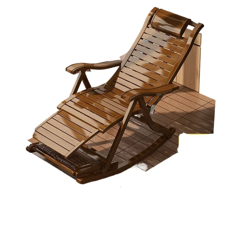 

Balcony summer cool outdoor leisure foldable bamboo rocking chair