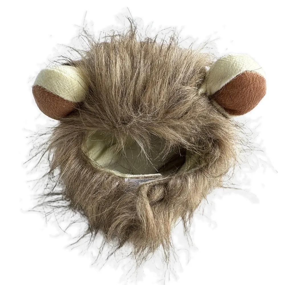 Comfortable Fit Soft Lion Mane Wig Cap Hat Breathable Fluffy Dog Cat Wig Hat Funny Creative Pet Costume Cosplay