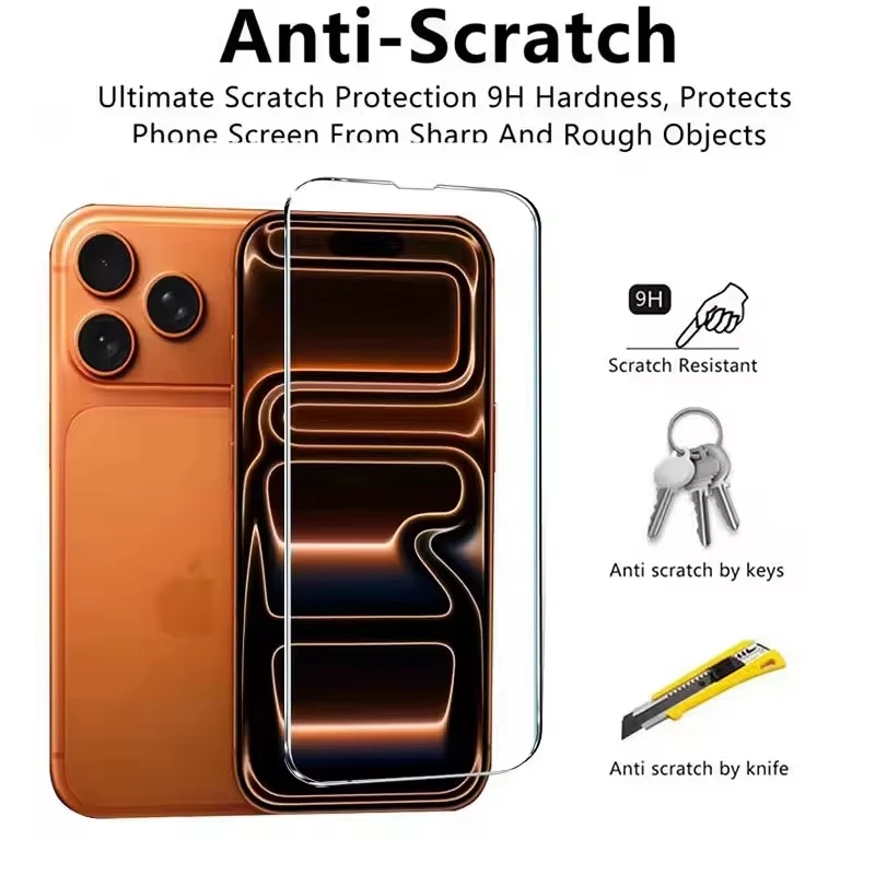 1-3 Piezas Vidrio Templado HD para iPhone 17 Pro Max Air 16 16e 15 14 13 12 11 Plus Mini X Xr Xs Max 17 Air 16e Película Protectora de Vidrio 4