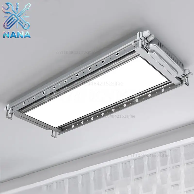 Electric Retractable Clothes Dryer Ceiling Hanger Foldable Smart Lift Aluminum Alloy With Light And Drying Function For Balcony