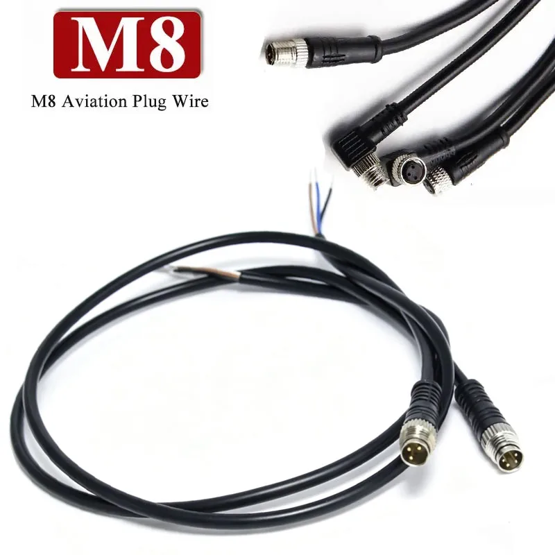 Waterproof M8 Aviation Plug Wire 3pin 4pin 6pin 8pin Sensor Straight/elbow Head m8 Injection Molding Male Female Connector Line