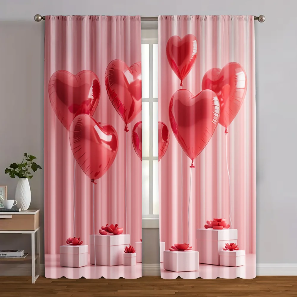 

2pcs, Creative Curtains Heart Polyester Woven (without rod) Gifts Use for Bedroom, Living Room, Office ,Home & Cafe Decor