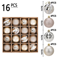 6CM 16PCS Champagne Color Electroplated Christmas Ball Set Shiny Tree Pendants Champagne Color Christmas Balls