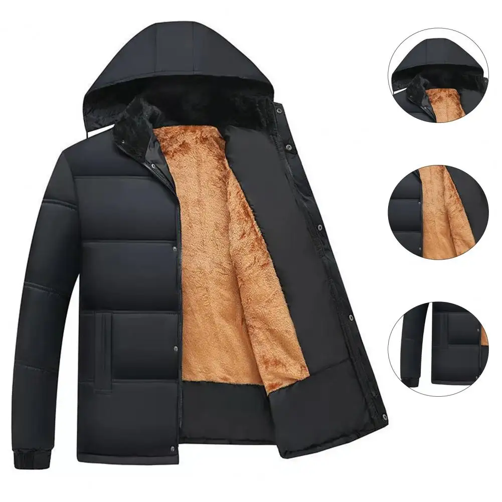 

Great Stitching Terrific Thermal Single-breasted Winter Jacket Long Sleeve Winter Jacket Solid Color for Work