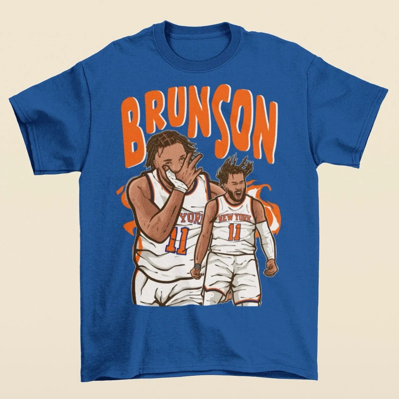 Jalen Brunson Cartoon Style T-Shirt Men T-Shirt Summer Cotton Short Sleeve O-Neck Men's T-Shirt