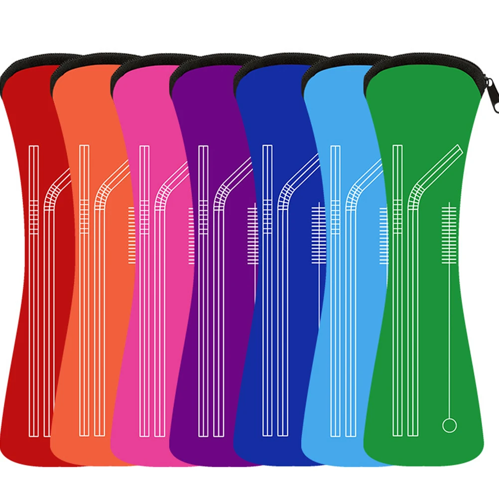

1 Set 6pcs 304 Stainless Steel Drinking Straw Sucker With Scratch Resistant Silicone Cover Creative Stirrers for Restaurant (Ran