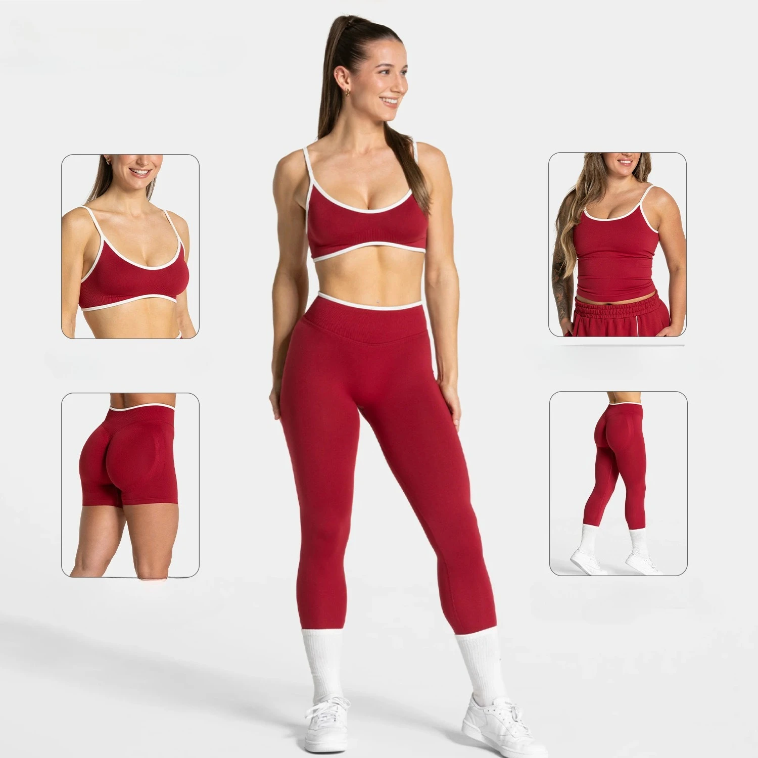 

2Pcs Women's Gym Yoga Set Seamless High Waist Leggings Sports Bra Top Workout Outfit Fitness Activewear Running Training Clothes