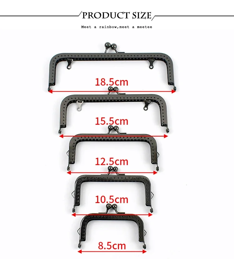1-5Pcs 8.5-18.5cm Vintage Pattern Purse Frame Women Bags Handle Metal Square Kiss Clasp Lock Sewing Brackets Accessories