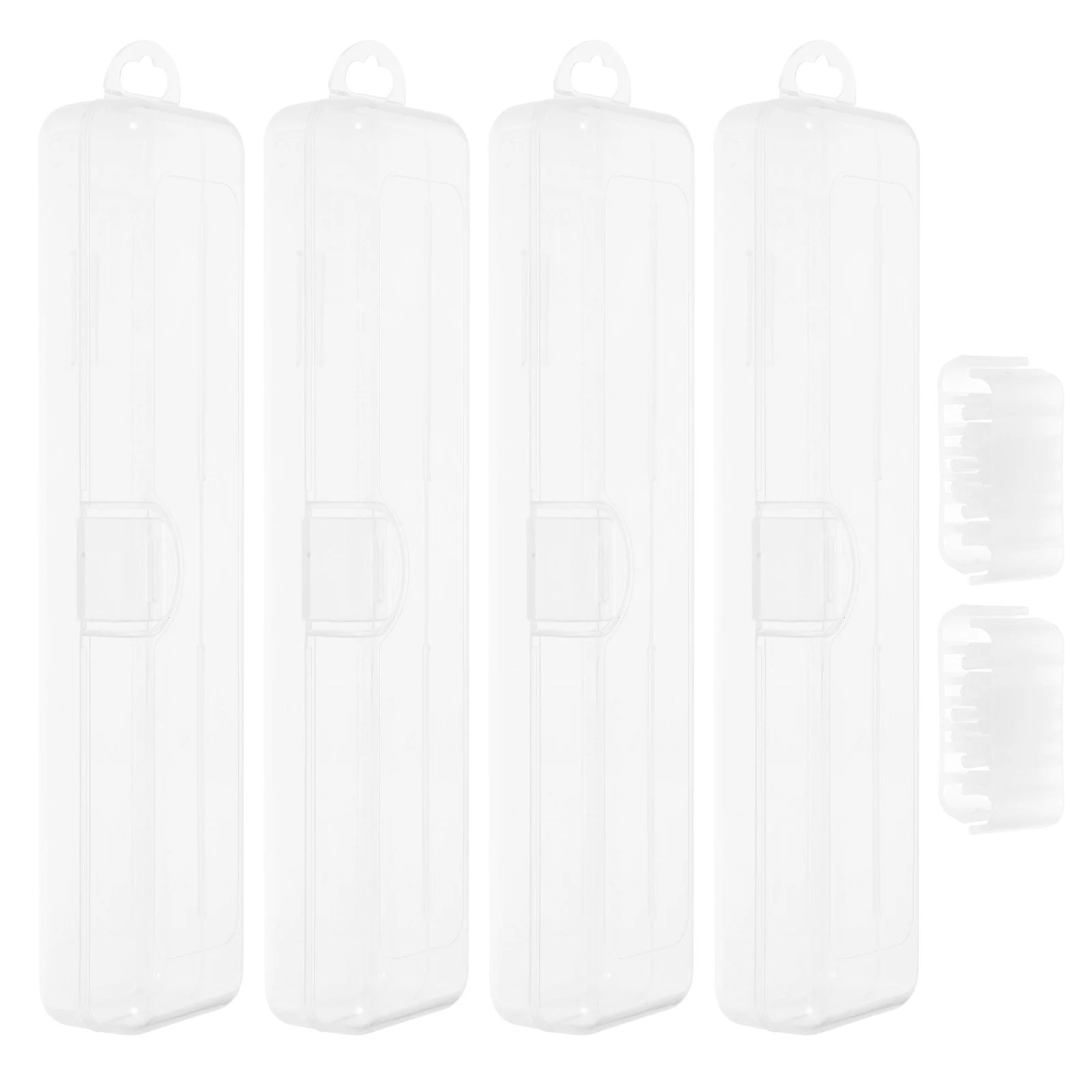 

4pcs Transparent Drinking Straw Storage Box Plastic Small Container For Travel Cutlery Organizer Portable Case Durable