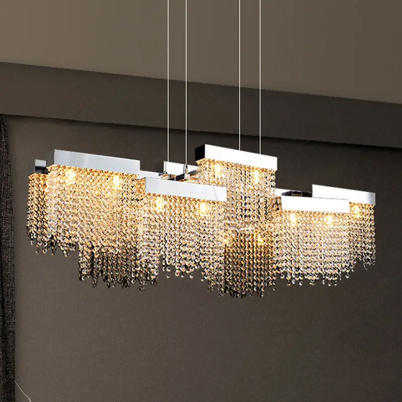 Imagem -04 - Led Crystal Teto Lustre com Tassel Luminárias para Sala de Jantar Sala de Estar Pendurado em Casa Luxo Artístico