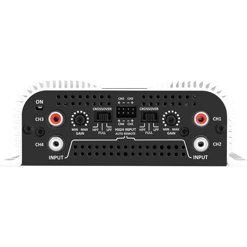 TS 1200x4 Amplifier Car Audio 1200W RMS 2 Ohms 4 Channels 2 Bridged Channels, Full Range Crossover Fixed RCA/Wire Input