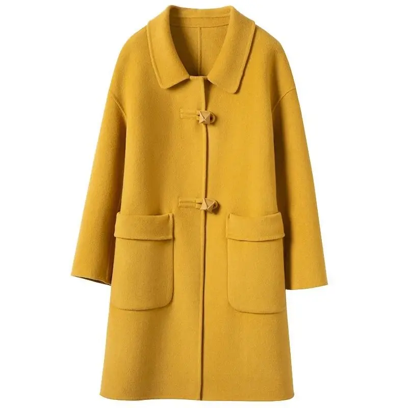 

2023 autumn and winter new fashion woolen coat women's medium and long Korean version woolen coat temperament loose