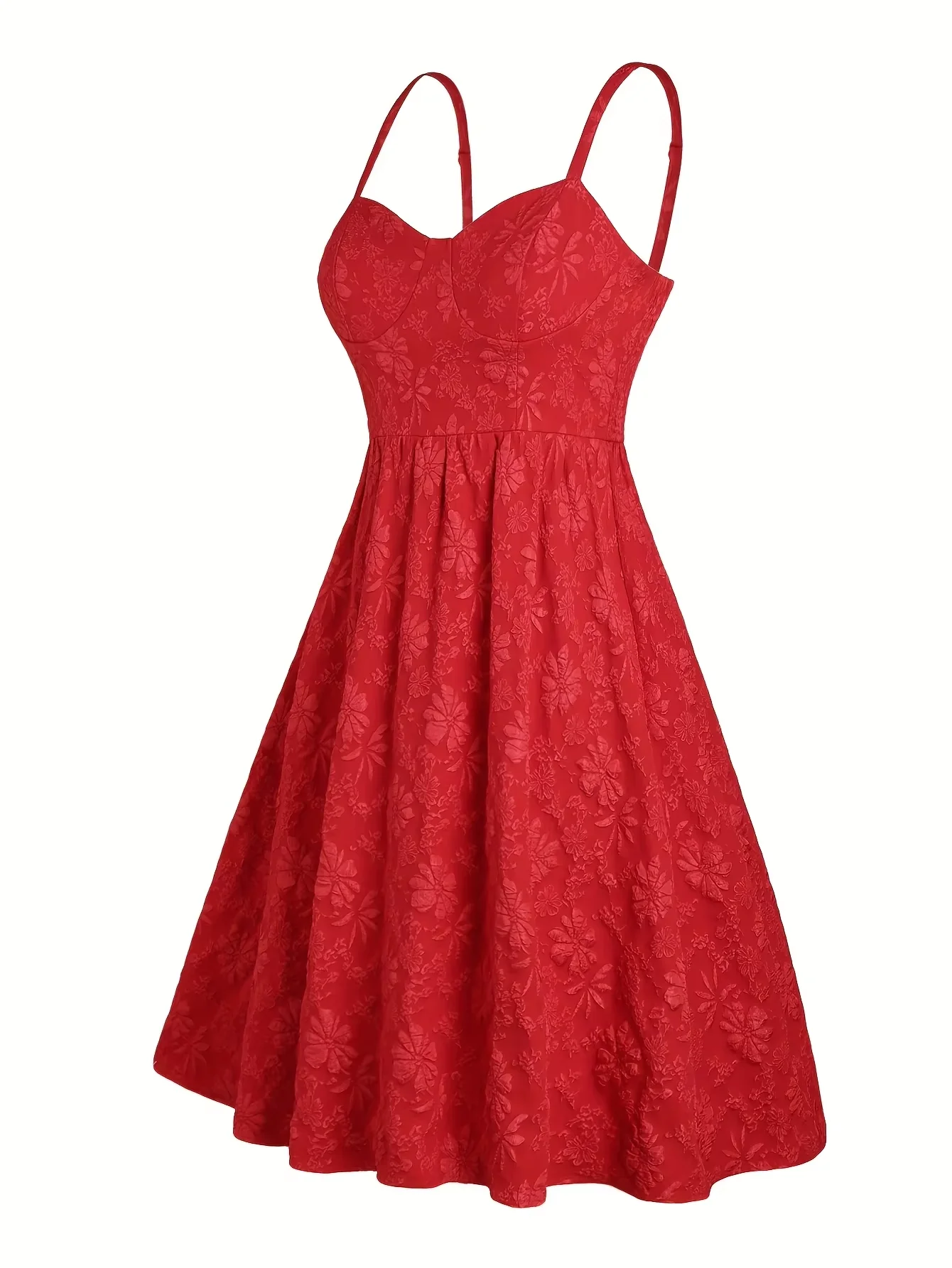 

plus Size Women's Elegant Flower Lace Cocktail Dress Cute Sweetheart Neck Tie-Shoulder Swing Party Dress