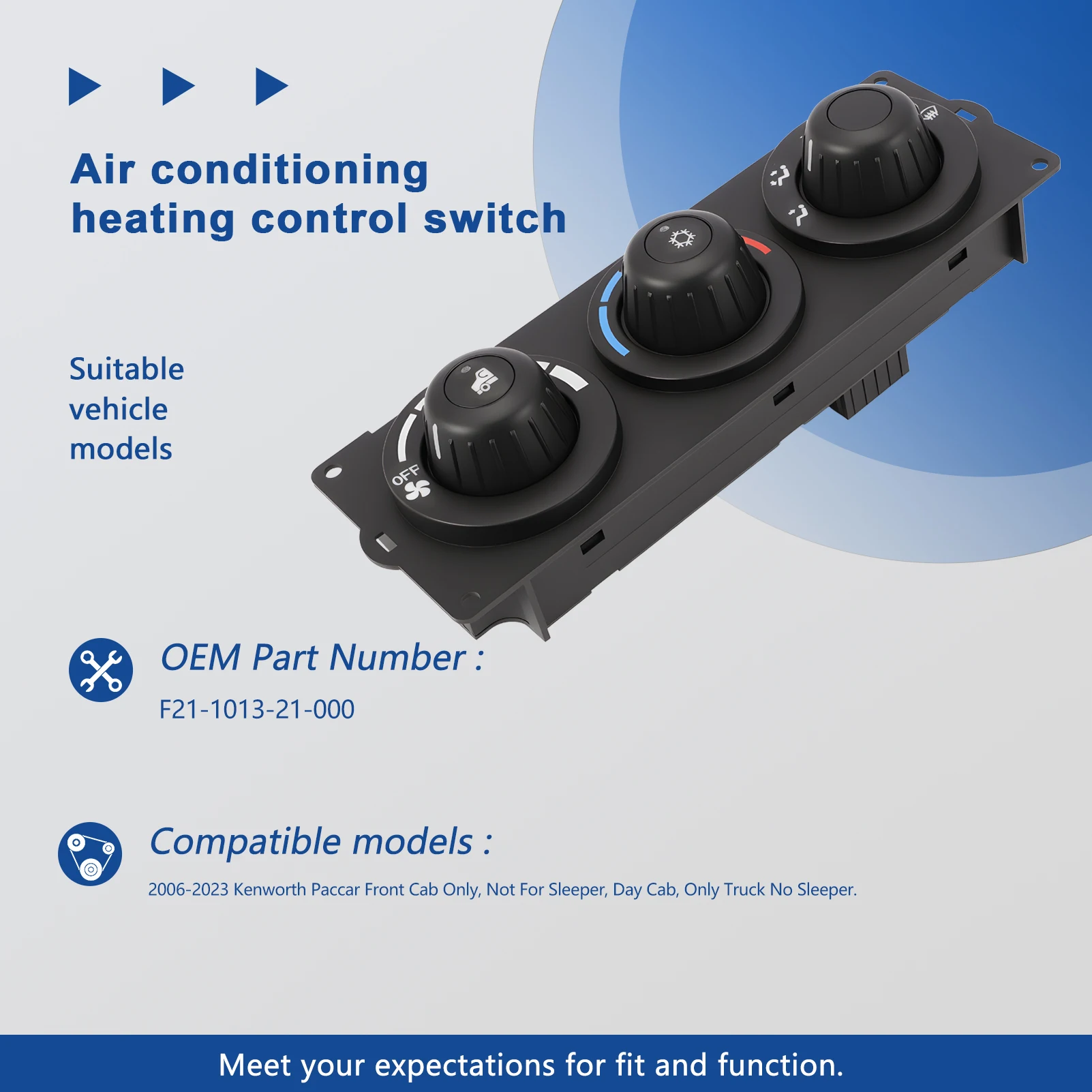 

F21-1013-21-000 Heater A/C Front Climate Control Module Panel Fits for Paccar Truck 2006-2023 Replaces F21101321000