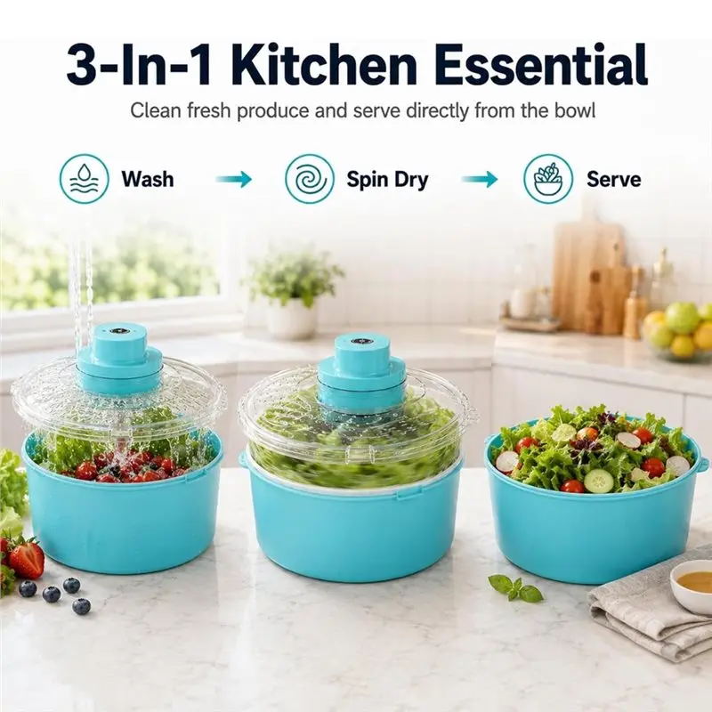 M11K-Salad Spinner And Produce Washer Electric Fruit Washer One-Touch Produce Washing And Drying Solution For Meal Prep