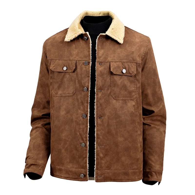 

European and American Autumn New Style Youth Men's Coat Wool Winter Turn-Down Collar Top