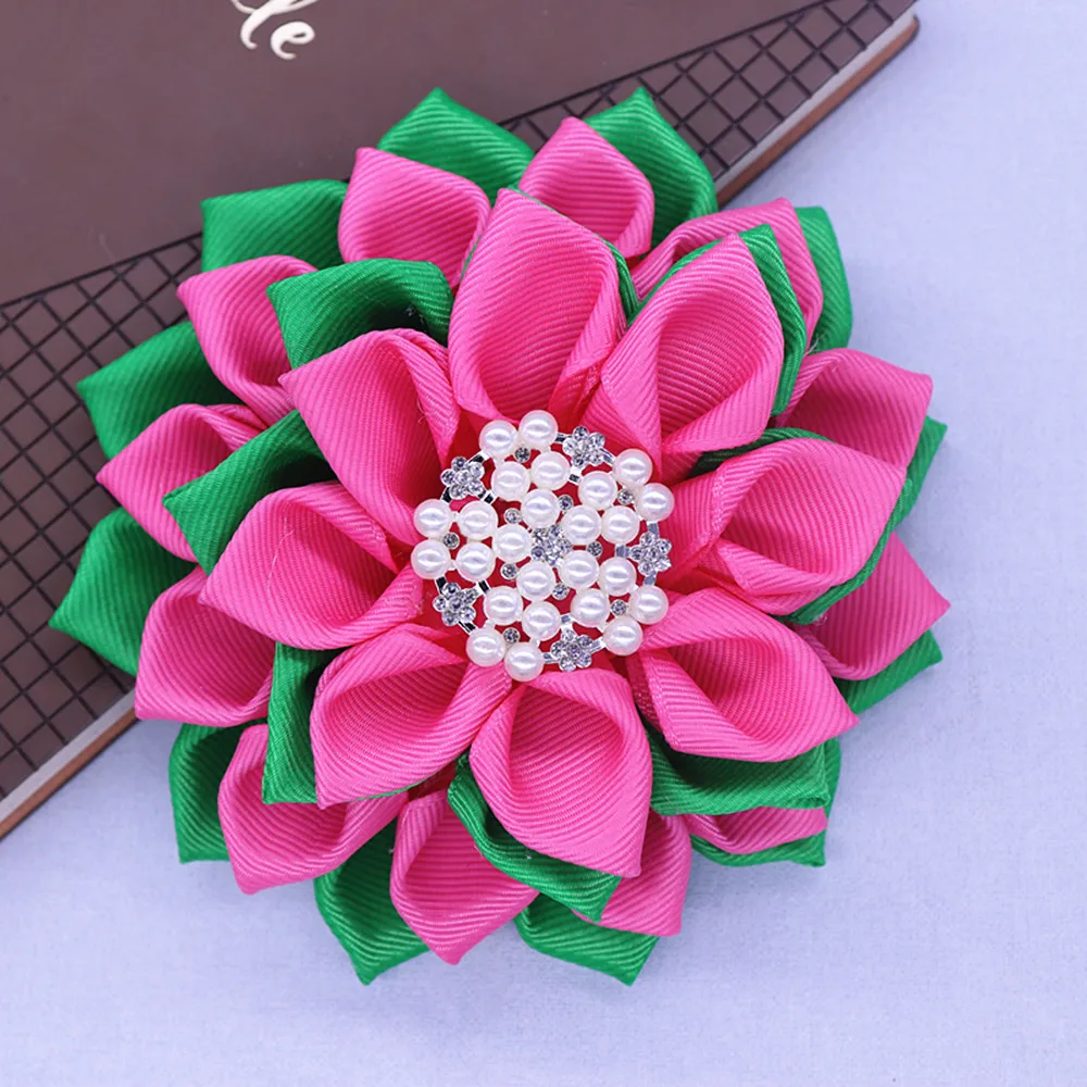 Personalized Customized Design Popular Satin Ribbon Greek Soror Corsage Flower Alpha Brooches Sorority Pin For Girl Gifts