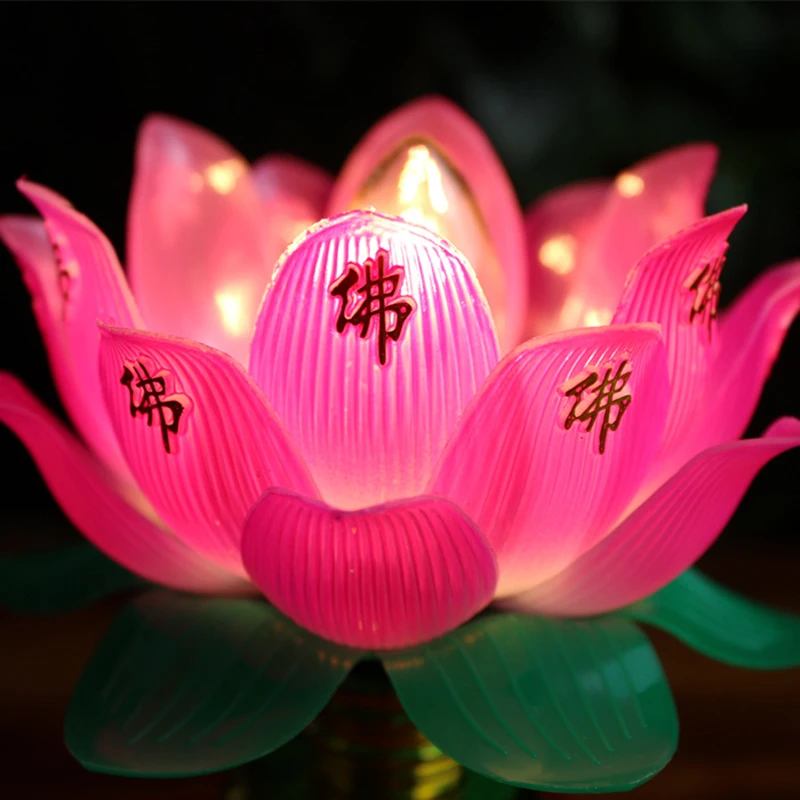 Buddhism Lotus Lamp Exquisite Veilleuse Solemn Buddhist Ceremony Worship Buddha Lamp Buddhist Temple Decoration 1PC Decor Gifts