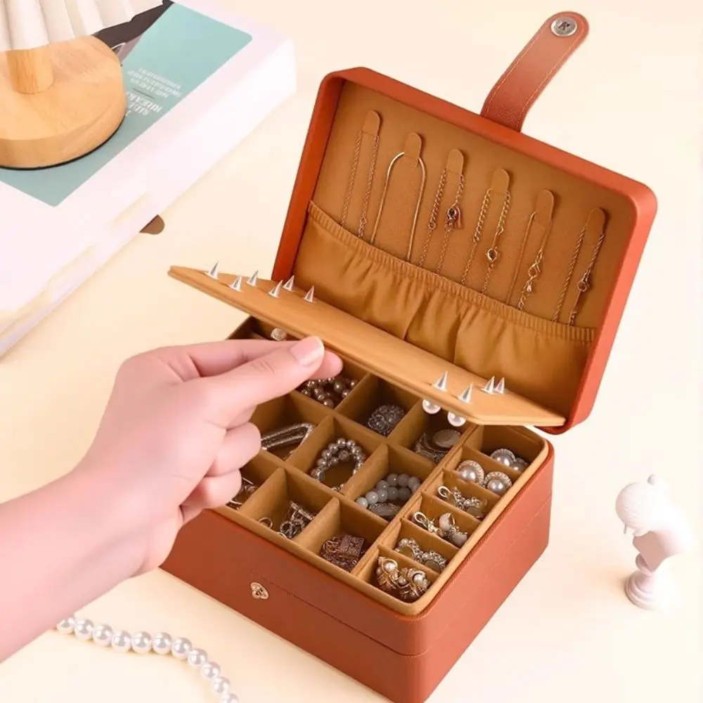 

Многослойный органайзер для ювелирных украшений из ПУ: сумка для хранения колец и ожерелий, вместительный футляр для путешествий