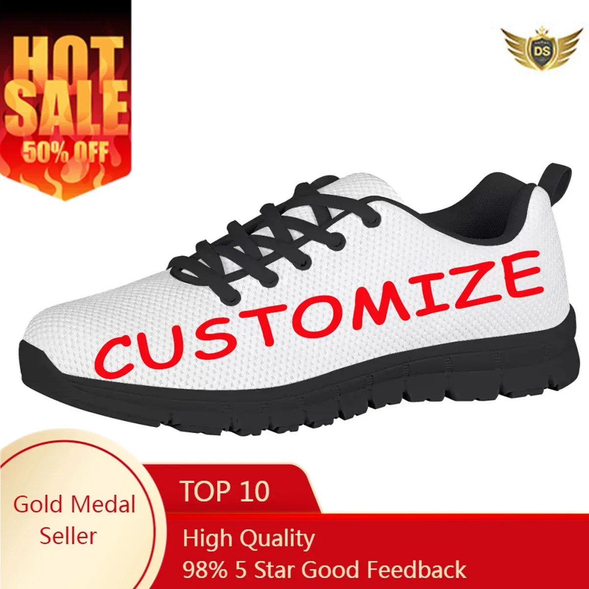 

Custom Shoes Black Sole Flat Shoes For Women Customize Text/Logo Print On Demand Girls Casual City Running Shoes Lignt Sneakers