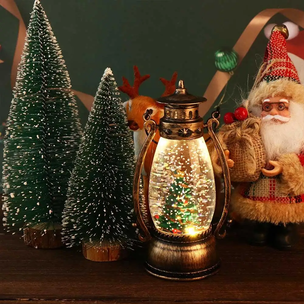 Christmas Crystal Ball Christmas Oil Lamp illuminated Christmas Tree Lamp Snowman Hanging Room Decoration Decorative Lantern