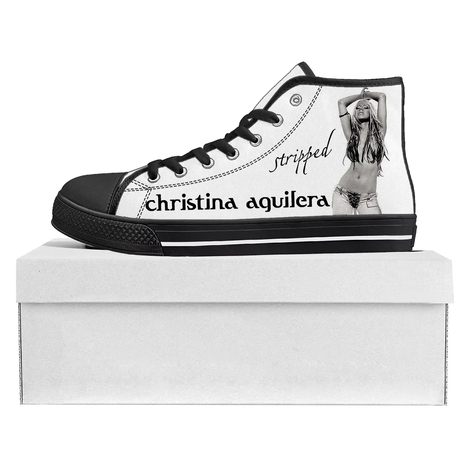 Christina Aguilera High Top Hochwertige Sneakers Herren Damen Teenager Canvas Maßgeschneiderter Sneaker Casual Paar Schuhe Individueller Schuh