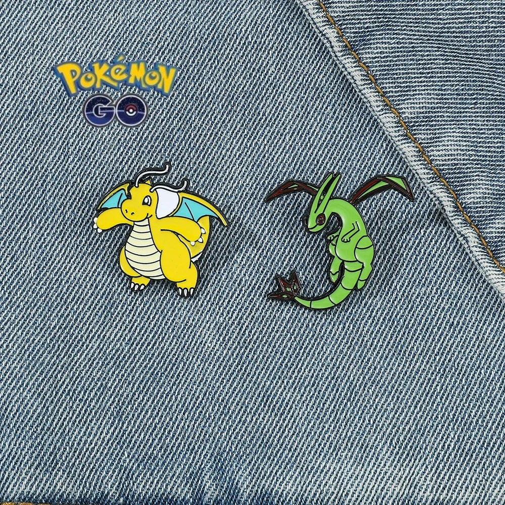 

Pokemon Series Cartoon Metal Badge Enamel Pins Animation Characters Dragonite Flygon Creative Brooch Collar Backpack Decoration