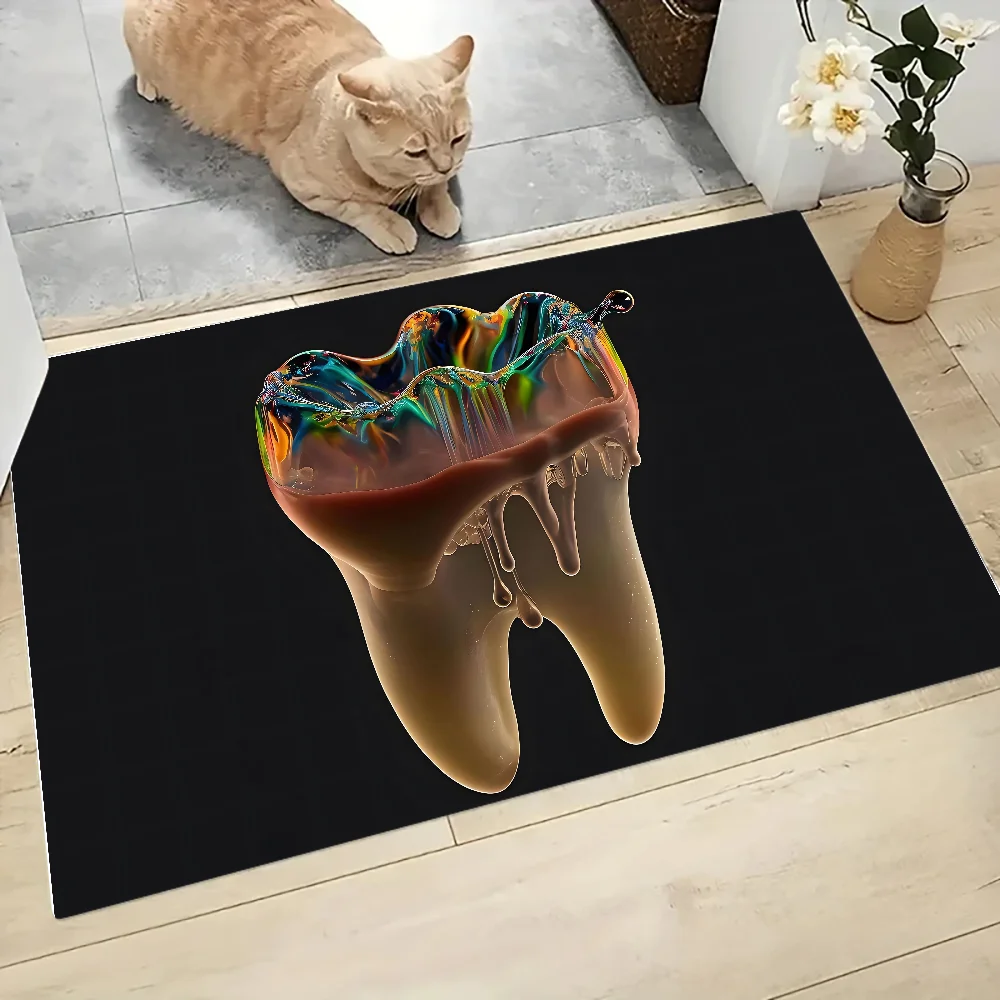 The Dentist Tooth Floor Mat Graphic Printed Flannel Doormats for Bathroom Kitchen Entrance Carpet Home Decor