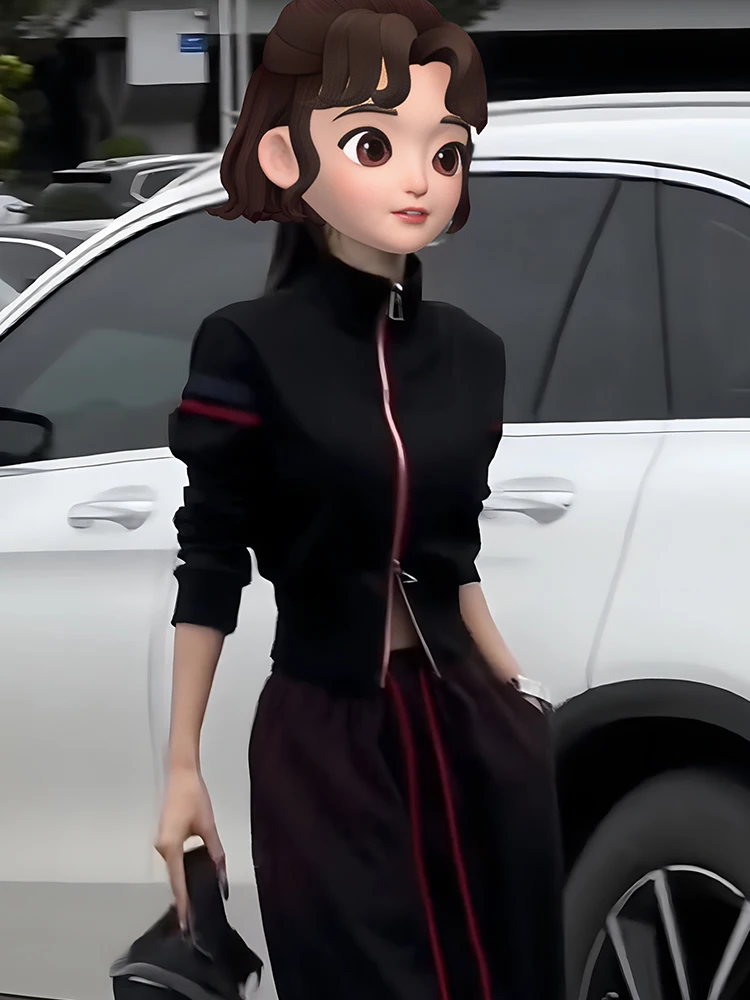 

Faionable, повседневное длинное пальто на молнии, женское весенне-осеннее новое пальто небольшого размера с воротником-стойкой, цветной блузкий топ