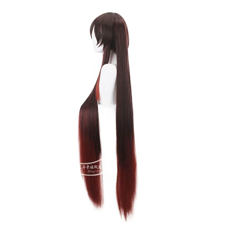 Genshin impact Hu Giao cosplay wig hutrai cosplay long gradient brown ponytails heat resistant synthetic hair wig cap