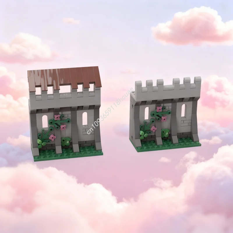 210pcs MOC 성 중세 모듈형 거리 풍경 모델 블록 크리스마스 선물 건축 조립 장난감 DIY 창의적 아이디어