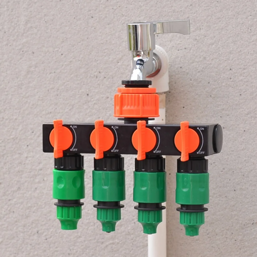 4 Independent Switches Garden Hose Splitter Robust Valve Heavy Duty 4-Way Faucet Diverter Flexible Hose Connection